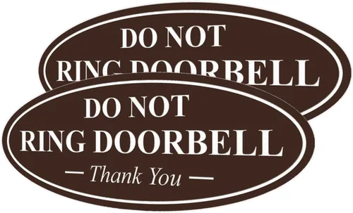Miniatura 64 de All Quality Cartel de agradecimiento ovalado con texto en inglés «Do not Ring DOORBELL», color negro, pequeño, 1 paquete