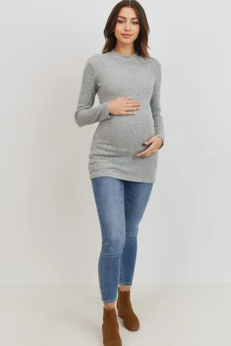 Miniatura 9 de Camiseta de maternidad de punto acanalado para mujer con cuello alto falso de manga larga