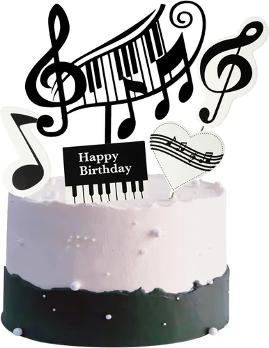(5 piezas) Decoración de pastel de cumpleaños de música, decoración de pastel de música, suministros de decoración de cumpleaños de música Música