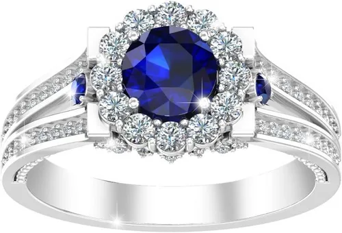 Miniatura 4 de Anillo de compromiso para mujer con piedras preciosas de platino
