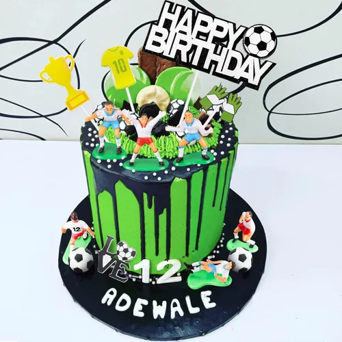 Miniatura 5 de 19 piezas de decoración de pastel de fútbol – decoración temática de jugador de fútbol para fiesta de fútbol, suministros de fiesta de cumpleaños