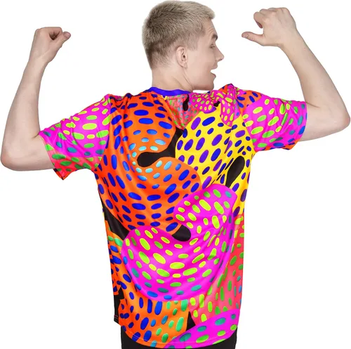 Miniatura 3 de aofmoka - Camiseta ultravioleta hecha a mano, reactiva a luz negra, con impresión decorativa