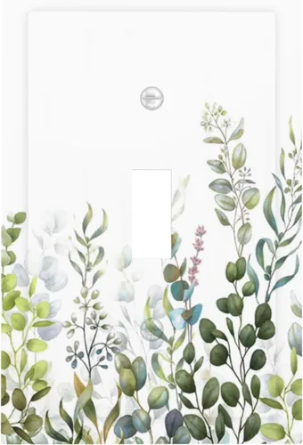 Miniatura 88 de Hojas de eucalipto, vegetación, flores de vid, sencillez, cubiertas decorativas de salida de 1 pandilla, placa de pared para interruptor de luz