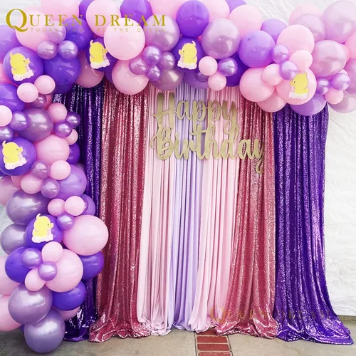 Miniatura 2 de Telón de fondo de lentejuelas moradas 2 paneles 2FTx8FT con purpurina telón de fondo cortinas para fiesta de Halloween fondo de fotos para bodas