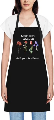 Miniatura 59 de Delantales personalizados para mujer, diseño de delantal de chef ajustable con nombre, textos, fotos, flores, regalos para el día de la madre