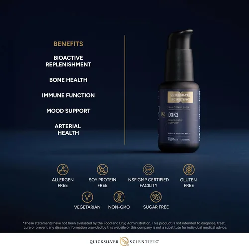 Miniatura 4 de Quicksilver Scientific Nanoemulsified D3K2 - Vitamina líquida emulsionada D3 + K2 MK7 Suplemento liposomal para corazón, salud ósea + apoyo