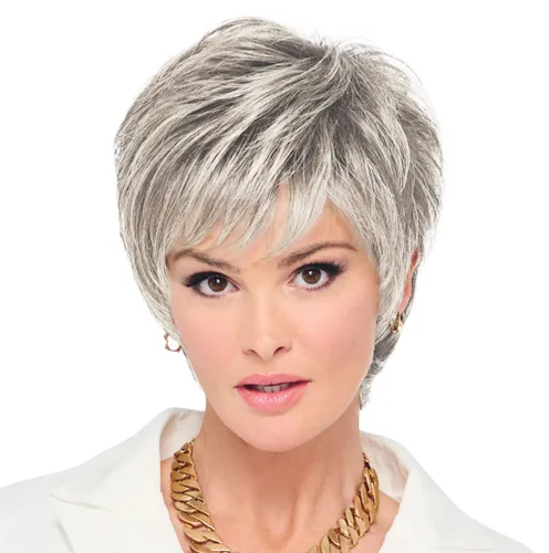 Miniatura 30 de Raquel Welch - Peluca corta Bob atada a mano feroz y enfocada por Hairuwear, gorra de tamaño medio, castaño iluminado por el sol RL10/12