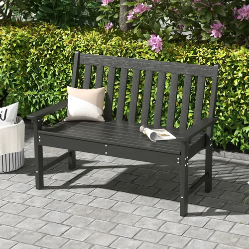 Miniatura 3 de Tangkula Banco de jardín HDPE para exteriores con respaldo, silla de sofá biplaza para patio para 2 personas para todo tipo de clima con asiento