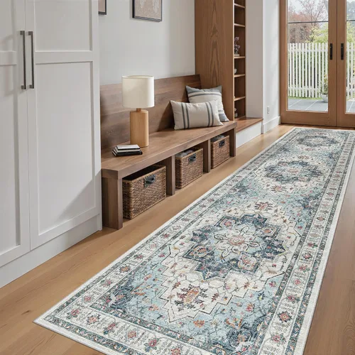 Miniatura 833 de Madane Tapete lavable de 2 x 10 pies para pasillo, cocina, recibidor, clásico, suave, antideslizante para interiores, casa de campo, baño, sala