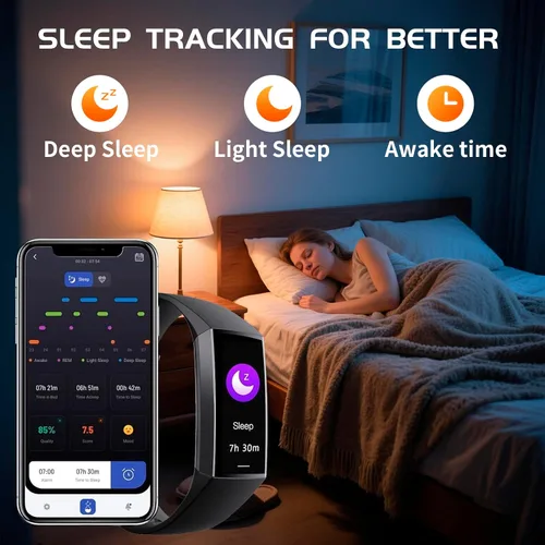 Miniatura 4 de Rastreador de actividad física con monitor de sueño de oxígeno en sangre y frecuencia cardíaca 24/7, monitor de actividad con pantalla táctil AMOLED