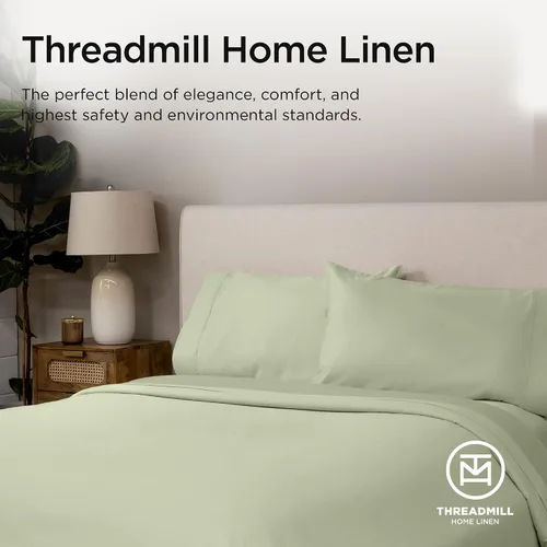Miniatura 14 de Threadmill Sábanas de Lujo de Algodón Supima, Sábanas de 100% Algodón Suave de 1200 Hilos de Lujo para Cama de Tamaño Completo, Juego de 4 Sábanas
