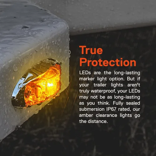 Miniatura 5 de TRUE MODS Luz de marcador LED de 2.5" ámbar para remolque con bisel cromado [DOT FMVSS 108] [SAE P2] [montaje superficial] [impermeable IP67] Luces