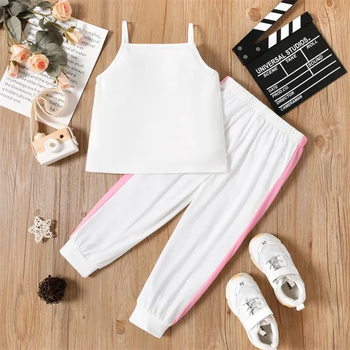 Miniatura 4 de PATPAT Toddler Girl's 2 Piece Outfits Letter Print Camisole Crop Tops and Sweatpants Set 2 Piece Clothes Set