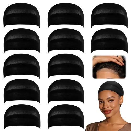 Miniatura 12 de Dreamlover Gorros de Peluca de Media Beige para Mujeres, 12 Piezas