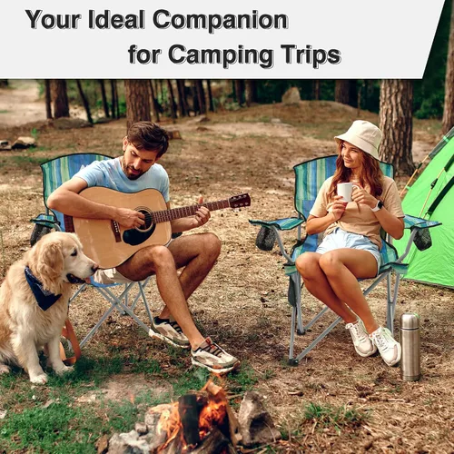 Miniatura 6 de Silla de camping Elevon, silla plegable portátil al aire libre con brazos, soporte para tazas y bolsa de transporte