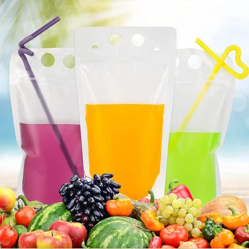 Miniatura 7 de 100 bolsas de doble cremallera para bebidas con 100 popotes y 30 bolsas de paletas plegables de mano resistentes para batidos, bebidas frías
