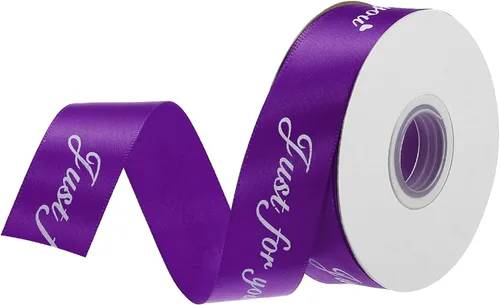 Miniatura 20 de MECCANIXITY Cinta de satén de 1 pulgada de ancho Just for You, cinta de grogrén personalizada de San Valentín de 25 yardas para envolver regalos
