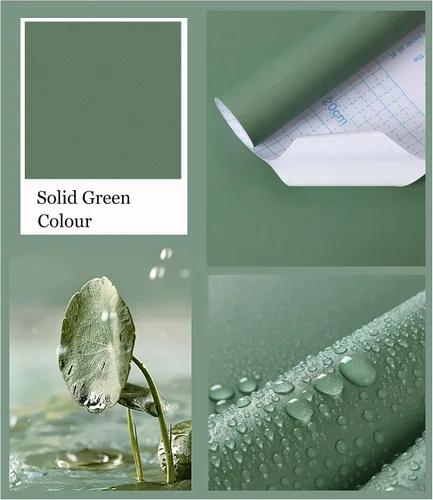 Miniatura 5 de HeloHo Papel tapiz verde liso, con textura mate, papel de pared moderno autoadhesivo extraíble, impermeable, papel de contacto para sala de estar