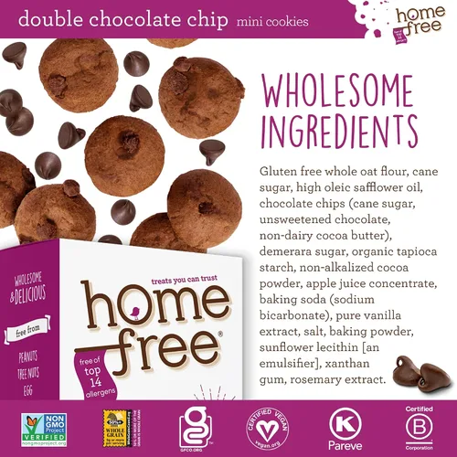 Miniatura 3 de Homefree Mini Caja de Galletas con Doble Chispas de Chocolate, Sin Gluten, Sin Nueces, Vegano, Seguro para la Escuela y Refrigerio Amigable