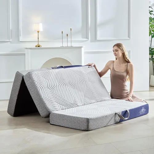 Miniatura 10 de Colchón plegable refrescante, colchón de espuma viscoelástica de 4 pulgadas con efecto transpirable en frío, colchón triple para cama Murphy, cama