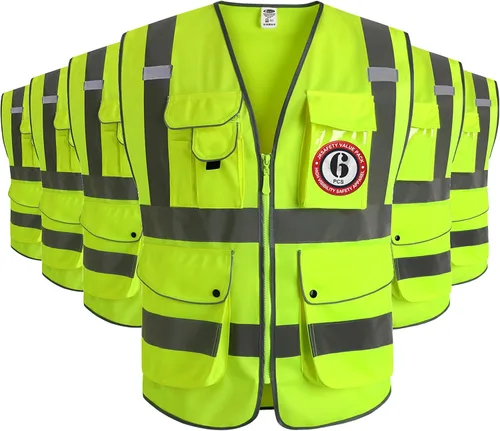 Miniatura 38 de JKSafety Chaleco de seguridad frontal con cremallera de alta visibilidad de 9 bolsillos de color dual MESH Lite Tira reflectante con ribete