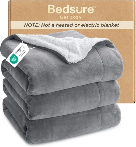 Bedsure GentleSoft - Manta de forro polar Sherpa tamaño King para cama, manta gruesa y cálida para mujeres y hombres, manta de felpa suave y mullida