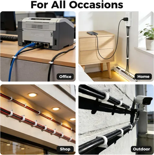Miniatura 5 de 200 clips de cable de clavo, cables Ethernet, clips de pared, correas de cable, tachuelas con clip de cable para cable de altavoz, clip coaxial