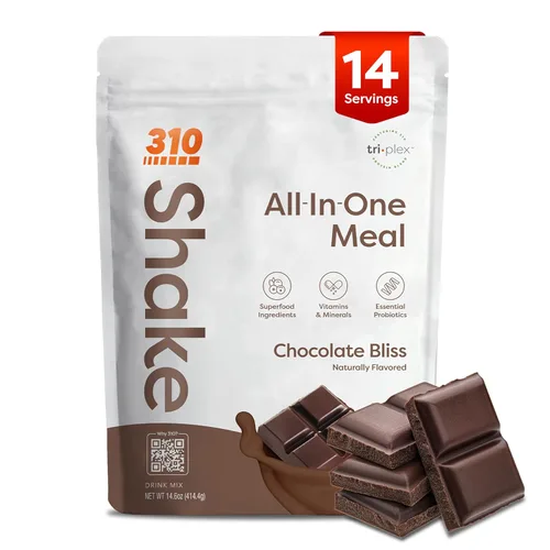 310 Nutrition Batido en polvo todo en uno de reemplazo de comidas, mezcla de batidos de proteínas a base de plantas con alta fibra, probióticos y