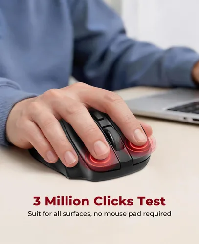 Miniatura 7 de Redragon Mouse inalámbrico BT5.0/3.0 y 2.4G, 6 botones, ratón Bluetooth de 4000 DPI de 5 niveles, batería de 18 meses, ratones ópticos portátiles