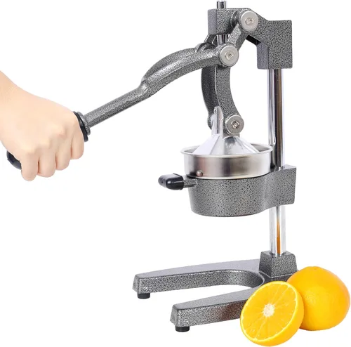 Exprimidor comercial de cítricos de hierro fundido, prensa manual extra grande de jugo de naranja, exprimidor de mano resistente para uso en Gris