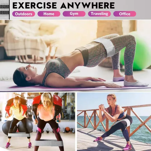 Miniatura 4 de Bandas de resistencia para entrenar con guía de bandas de entrenamiento. 3 bandas de glúteos para mujeres y hombres, bandas elásticas de tela