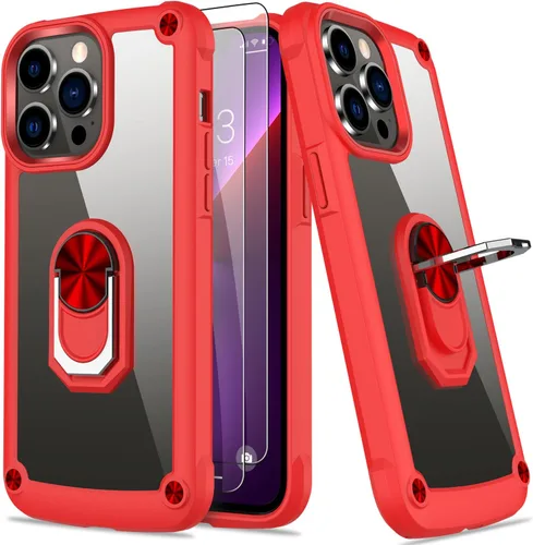 Miniatura 20 de Funda para iPhone 13 Pro con protector de pantalla, cristal transparente, antiamarillo, acrílico resistente, funda protectora de grado militar