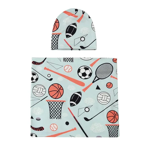 Miniatura 2 de Galabloomer - Juego de manta para envolver con gorro para recién nacido, manta para bebé niño con diseño de pelota deportiva Multi colorido