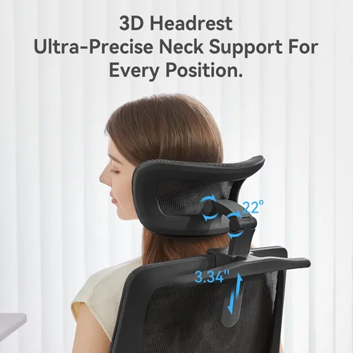 Miniatura 8 de SIHOO M59AS - Silla de oficina ergonómica, silla de escritorio con reposabrazos abatibles 3D, silla de computadora con diseño de respaldo doble