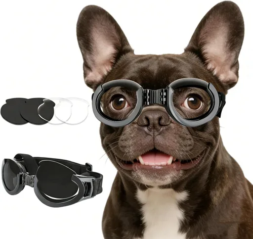 Miniatura 13 de NAMSAN Lentes de sol para perros de raza media, con protección UV para perros pequeños a medianos, resistentes al viento, antivaho, a prueba
