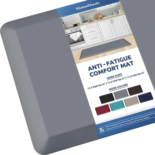 Miniatura 43 de KitchenClouds Alfombra de cocina acolchada anti fatiga, 17.3 x 60 pulgadas, impermeable, antideslizante, tapete de escritorio cómodo, para cocina