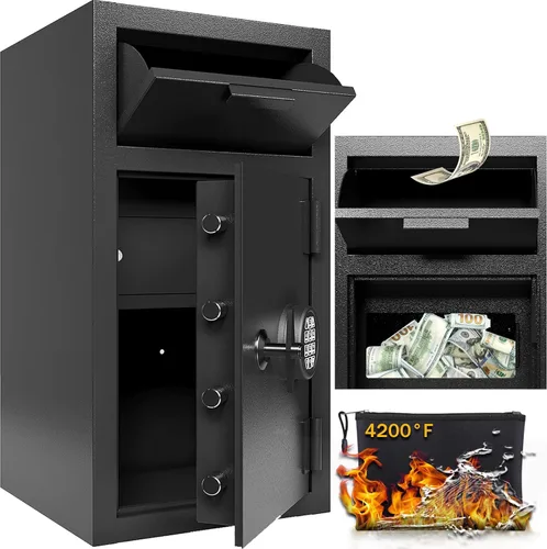 BUTISOW Caja Fuerte Comercial de 4 PIES CÚBICOS con Apertura Frontal a Prueba de Fuego e Impermeable, Caja Fuerte para Dinero con Anti-Pesca y Bolsa