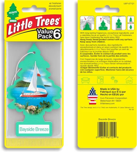 Miniatura 2 de Little Trees - Ambientador de árbol colgante que proporciona un aroma de larga duración para tu hogar o tu auto. Aroma Bayside Breeze, 24