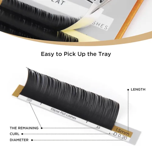 Miniatura 8 de LASHVIEW Extensiones de pestañas, extensiones de pestañas clásicas y extensiones de pestañas planas elipse, grosor de 0.15, rizo C de 0.315-0.591