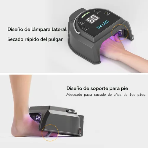 Miniatura 5 de Lámpara de uñas profesional inalámbrica LED UV de 80 W, luces UV para uñas con 45 perlas LED y batería recargable, secadora de uñas de gel LED
