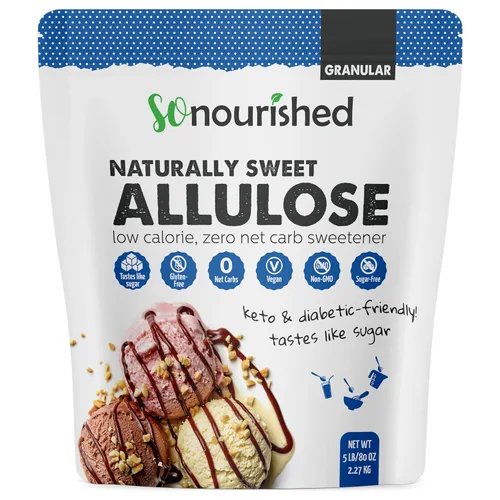 So Nourished Edulcorante de alulosa granular - Sustituto de azúcar cetogénico - 0 calorías, 0 carbohidratos netos, sin OMG (5 libras / 80 onzas)
