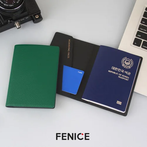 Miniatura 6 de Fenice Funda clásica para pasaporte, funda tipo cartera para viajes, esencial con bloqueo RFID, piel vegana, impermeable (negro)