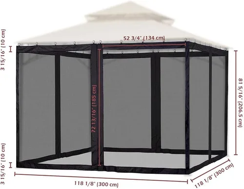 Miniatura 2 de Yescom Cortina de malla de repuesto universal para pared lateral con cremallera para carpa de 10 x 10 pies