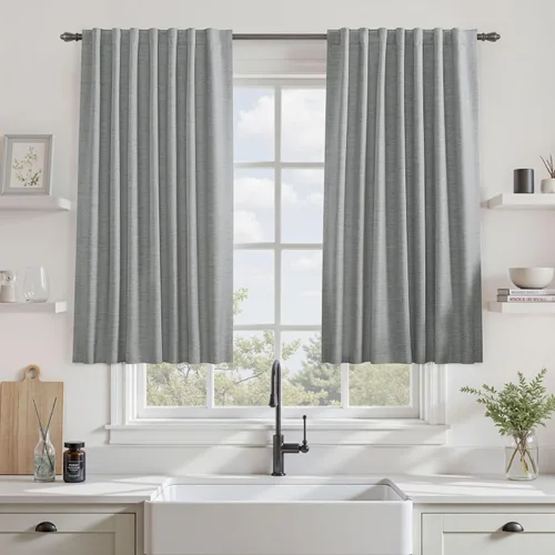 Miniatura 26 de UHITECH Cortinas opacas de 35 pulgadas de largo para sala de estar, 2 paneles, cortina opaca corta para cocina para ventanas pequeñas, cortinas