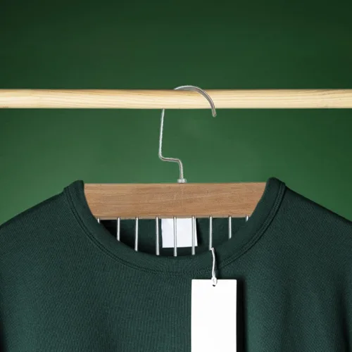 Miniatura 6 de Naysku Perchas para camisetas sin mangas, organizador de armario de madera para ahorrar espacio, rotación de 360°, resistente y organizador de Caqui