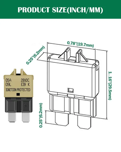 Miniatura 5 de LENKRAD Fusible reiniciable ATC/ATO automotriz de 5 amperios 5A Restablecimiento manual de hoja estándar fusibles de 5 amperios Disyuntor