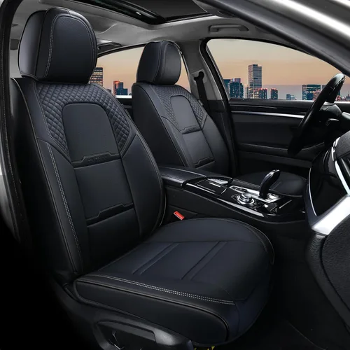 Miniatura 28 de Coverado Fundas para Asientos de Coche, Protector de Asiento con Soporte Lumbar y Reposacabezas Removible, Cojín de Asiento de Piel Transpirable