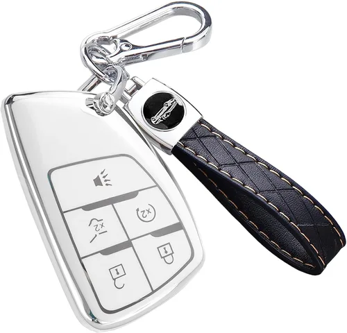 Funda para llavero Montague para Chevy, funda de TPU suave para Silverado Tahoe Equinox Traverse Suburban GMC Yukon Denali Terrain, para llave Blanco