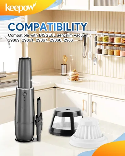 Miniatura 2 de KEEPOW Filtro de vacío de repuesto compatible con BISSELL AeroSlim aspiradora de mano inalámbrica 29869, 29861, 29867, 29868, 2986, pieza # 1624405