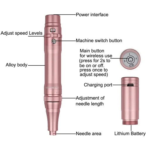 Miniatura 4 de Maquillaje permanente Rotary Tattoo Machine Máquina de cejas con 10 agujas para cejas, labios, delineadores de ojos B950b (oro rosa)